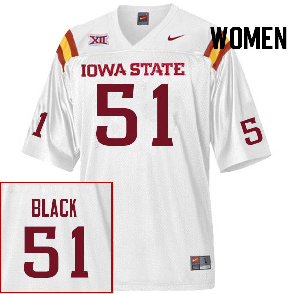 Women #51 Brendan Black Iowa State Cyclones College Football Jerseys Stitched Sale-White